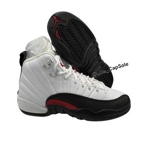 Size 3.5Y Air Jordan 12 Retro GS 'Taxi Flip' White Gym Red Black 153265-162 Kids